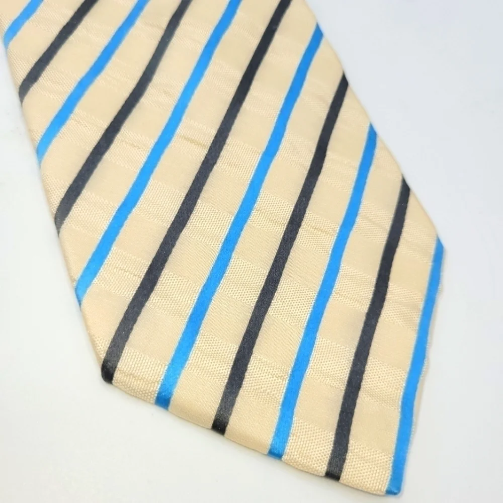 DOLCE & GABBANA Vintage SilK Cream Shimmery and Turquoise Stripped Tie